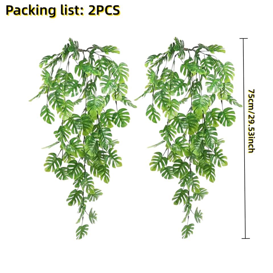 2pcs UV Resistant No Fade Artificial Hanging Ivy Plants Lush Cascading Vines Realistic Faux Greenery -All Season Outdoor Decor