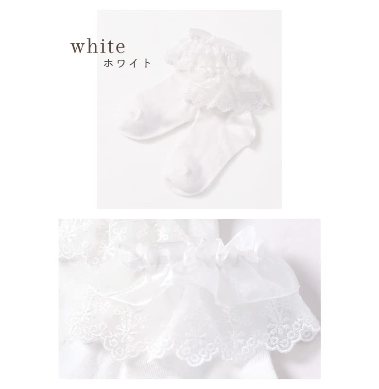 Short socks for formal frilly lace short [Arisana] kids, girls, socks, white, black, school, socks, white, medium,