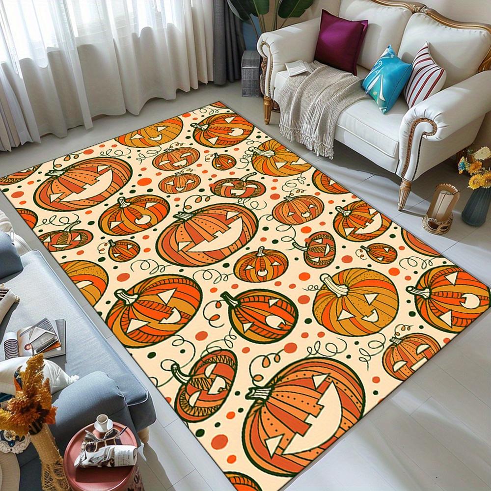 

1pc Halloween Pumpkin Design Area Rug - Polyester 3D Printed Carpet, Durable Crystal Velvet, Large Size, Versati 50x80cm
