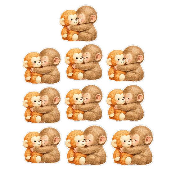 

10 Sheets Funny Monkey Hugging Plush Toy Stickers Quirky Vinyl Decals for Laptops Water Bottles Luggage Skateboards Waterproof DIY Crafts M
