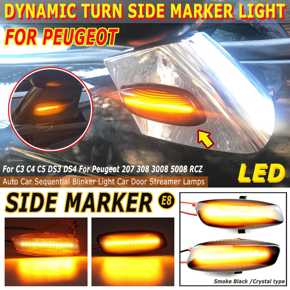 1 Pair For Citroen C3 C4 C5 DS3 DS4 For Peugeot 207 308 3008 5008 RCZ Dynamic LED Side Marker Lights Turn Signal Light Blinker