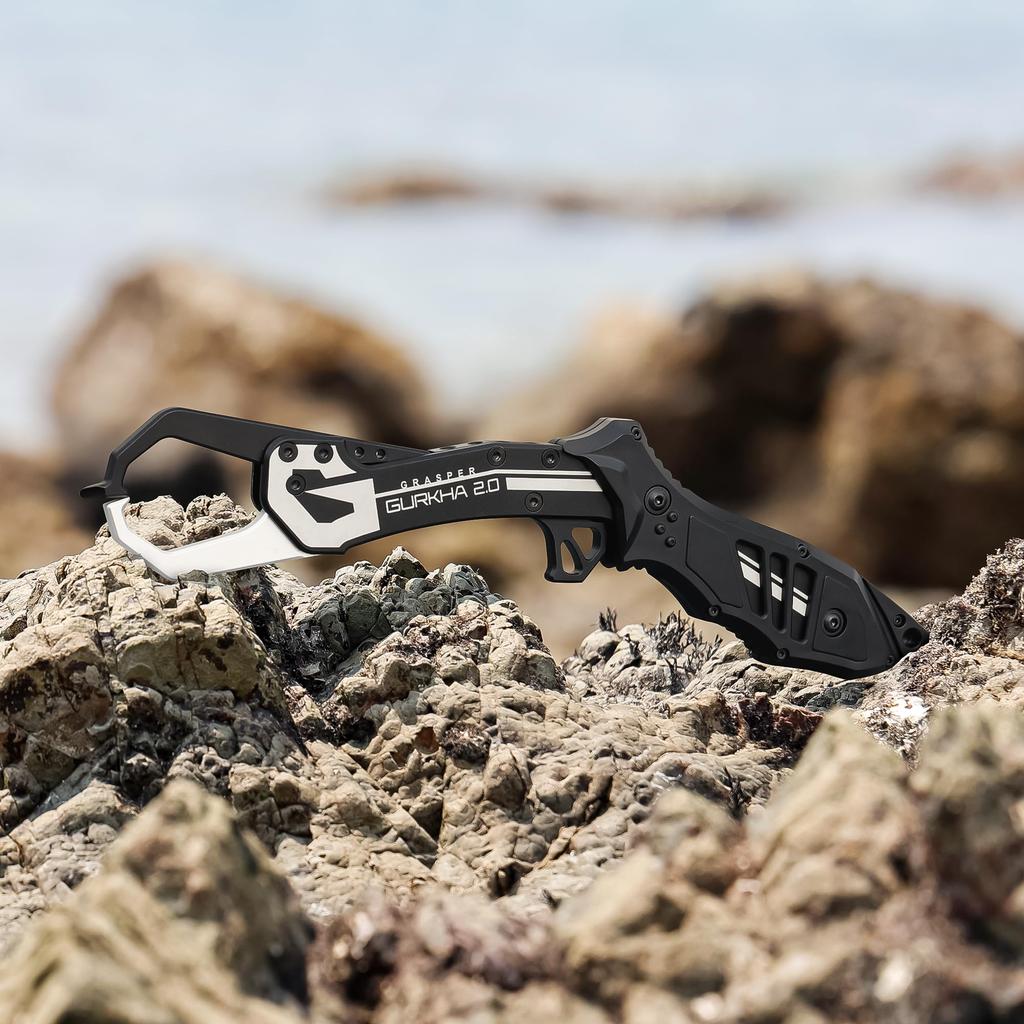 Dress Grasper Gurkha Fish Crimson Fish Grab with Carabiner and Spiral Boga Aluminum BIG FISH Compatible Model Grip, Red, Fishing, Cord, Grip, Alloy,