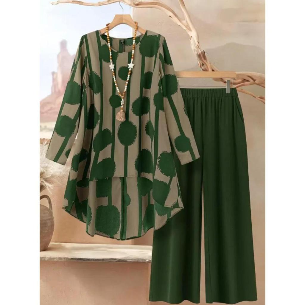 Ladies', Fashionable, Elegant, Printed Set, Polka Dot, Loose, Casual Set