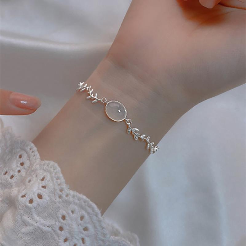 Модный Браслет с Камнем Кошачий Глаз для Женщин, Ручная Работа, Браслет из Бусин и Кристаллов, Ювелирный Подарок серебряный