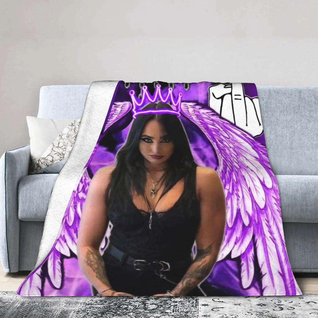 Rhea Ripley Wrestler Flannel Blanket Winter Warm Soft Throw for Kids Living Room Aesthetic Bedspread Sofa Bed Cover