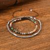 Vnox 2pcs/Set Adjustable Natural Stone Beads Bracelet for Men, Stainless Steel Chain Bracelets and Beads Bracelet Jewelry Set