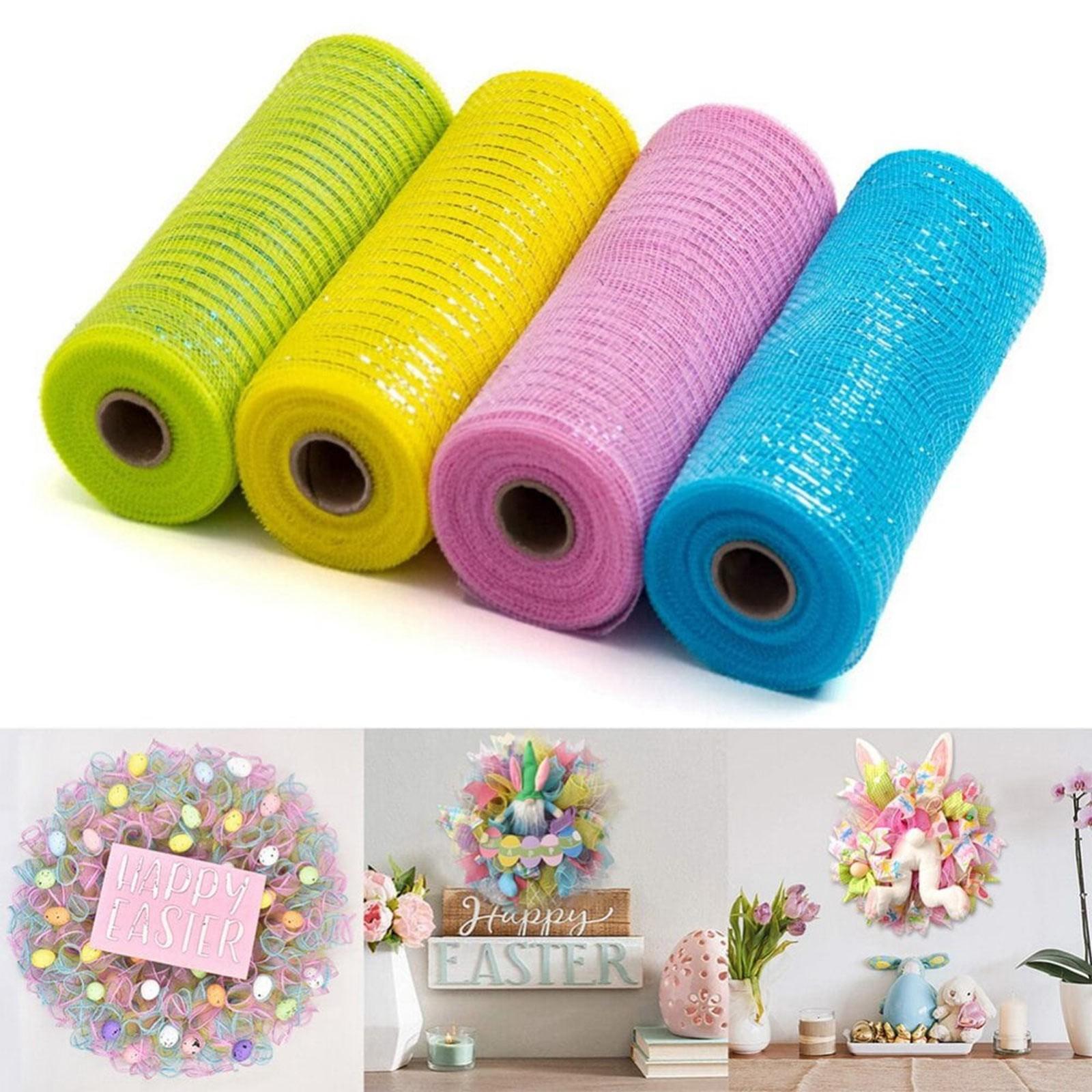 

4 шт., декоративная сетка для венка, цветная красная и белая рулонная лента для производства венков, лента для производства венков One Size