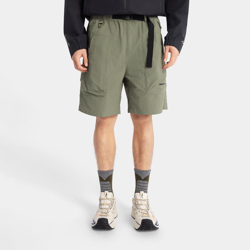 Li Ning CF Su Water-Resistant Solid Color Quick-Dry Sports Shorts Men shorts Tea-Green AKSV241-3