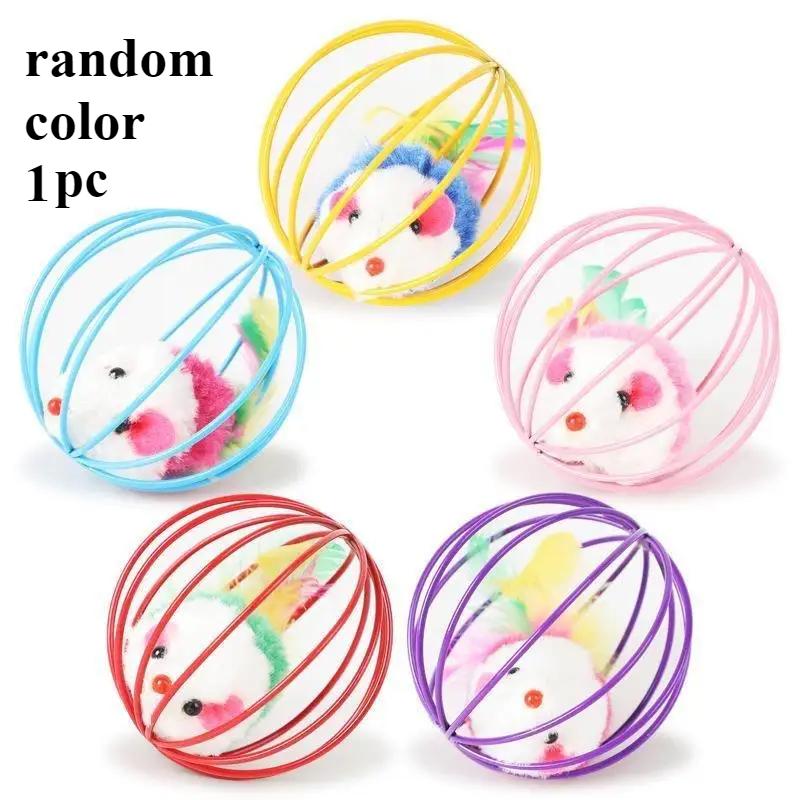 

Игрушка для кошек «Цветная мышь в клетке» с интерактивной игрушкой «Погоня за мышкой» 6cm разноцветный