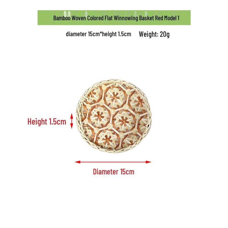 Colorful Handmade Bamboo Weaving Winnowing Basket - Round Hanging Ornament & Sieve for Kindergarten, Hotel, or Homestay Decoration