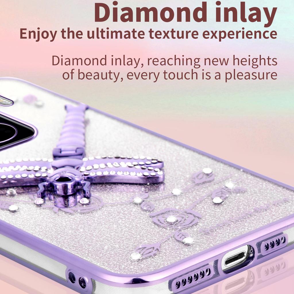 KADEM For Xiaomi 15 Pro Case Dragonfly Kickstand TPU Flowers Glitter Phone Cover