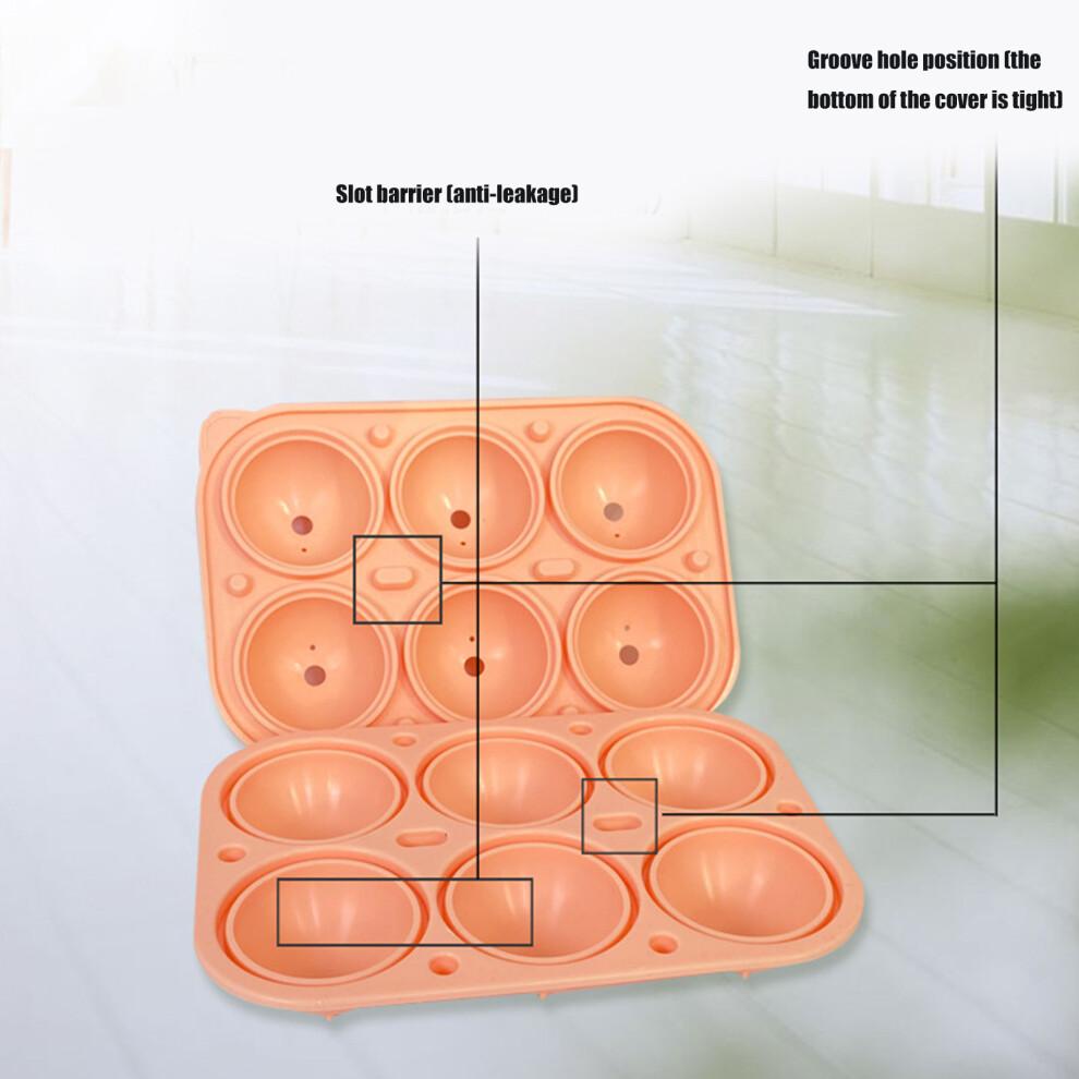 6 Cavity Ice Cubes Molds Silicone Tray for Coffee-peach