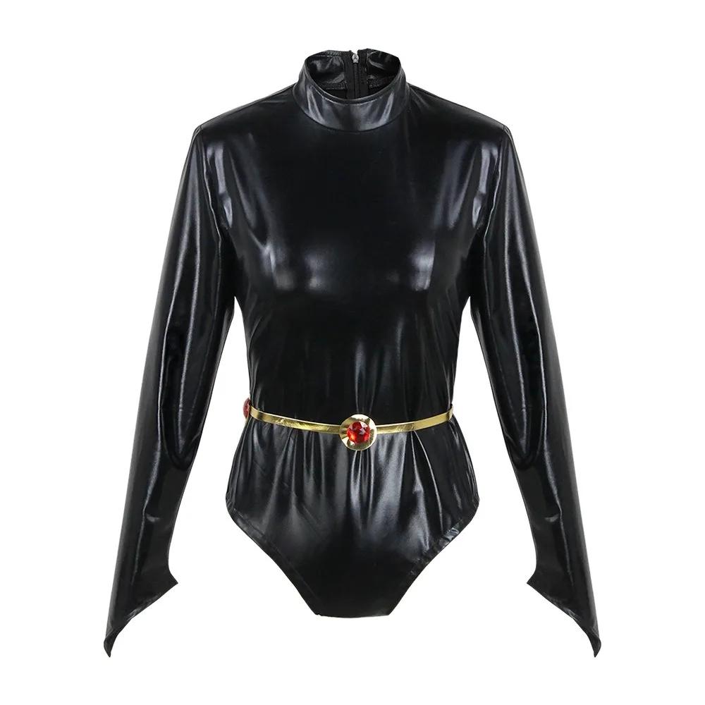 Teen Titans Raven Cosplay Costume With Cap Deluxe Jumpsuit Cloak Belt Suit Halloween Uniform For Women Girls