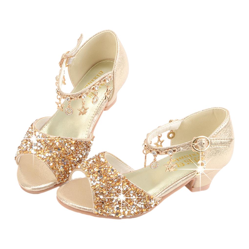Girls Ballerina Glitter Shoes Children Ballet Wedges Party Shoe Carnival Christmas Sandals with Shoelace Stage