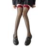 Damen Schwarze Seiden Oberschenkelhohe Strümpfe mit rotem Rand – Laufmaschenfest und Sexy für den Sommer