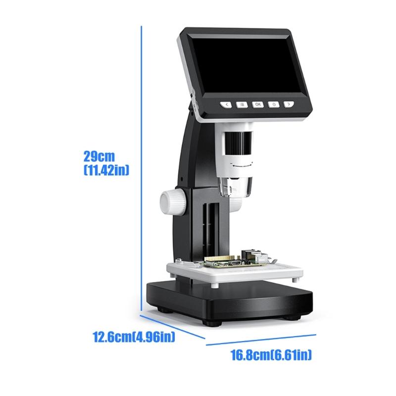 4.3 Inch Digital Microscope with 1000X Magnification & Adjustable LED Light for Electronics Inspection & Hobbies