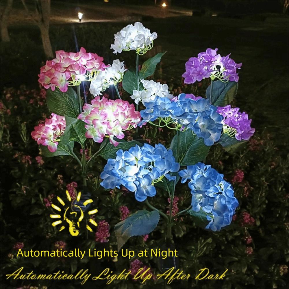 3 Head Simulated Hydrangea Flower Solar Led Light Waterproof Outdoors Lawn Mounted Lights Realistic Flower Light