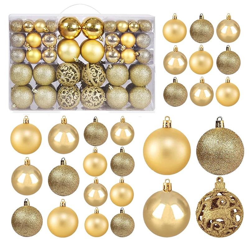 100Pcs Christmas Ball Ornaments Tree Decorative Shatterproof Decorations Hanging Xmas for Anniversary Wedding Party Holiday