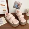Pink Velcro German training board shoes female ugly cute autumn new chic niche Korean version big head student white shoes