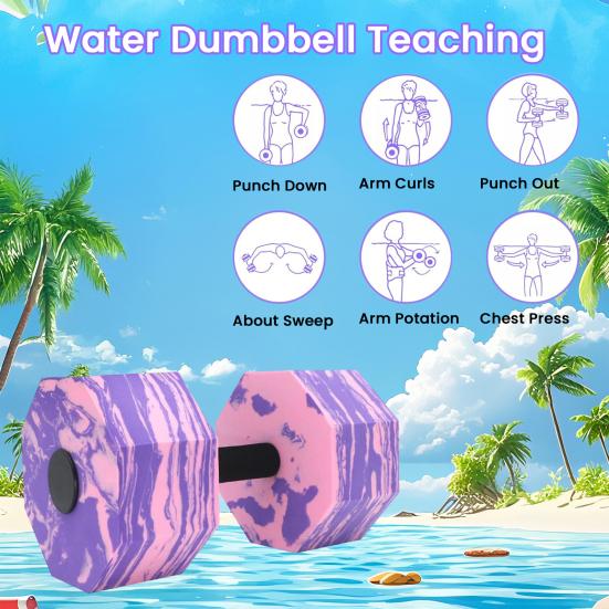 Water Sports Dumbbells Lightweight High-Density EVA Foam Barbells Easy to Grasp Men Women Fitness Dumbbells