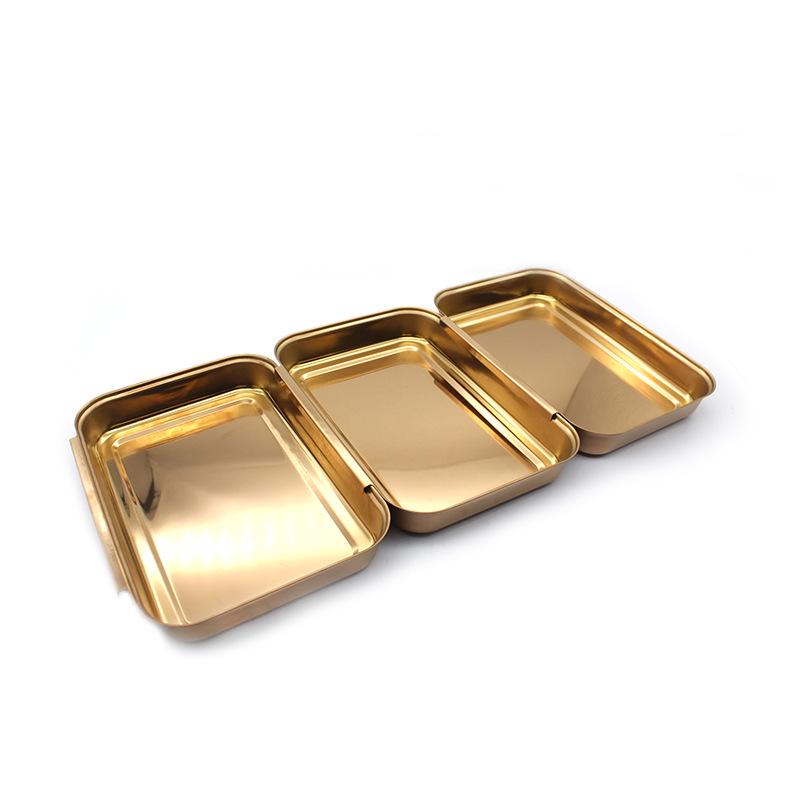 Stainless Steel Rectangular Divided BBQ and Sauce Dipping Plate