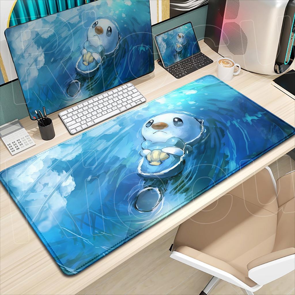 Grand Tapis de Souris pour Ordinateur Portable Gaming P-Pokemon Impression HD Tapis de Clavier en Caoutchouc Dessin Animé Mignon Oshawott 900x400mm Tapis de Souris