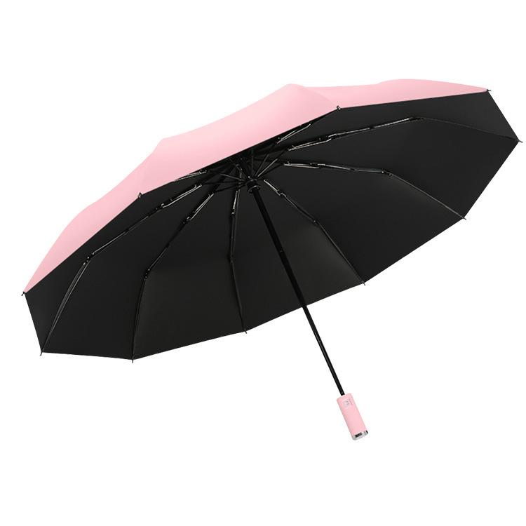 Fully Automatic 10-Rib UV Protection Folding Umbrella - Black Glue Sunscreen for Rain or Shine