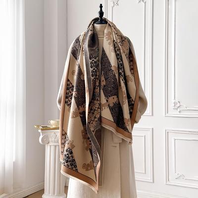 Latest Design Winter Two-Sided Jacquard Cashmere Scarves High Quality Women Thicken Wrap Shawl Ladies Wool Pashmina Scarf