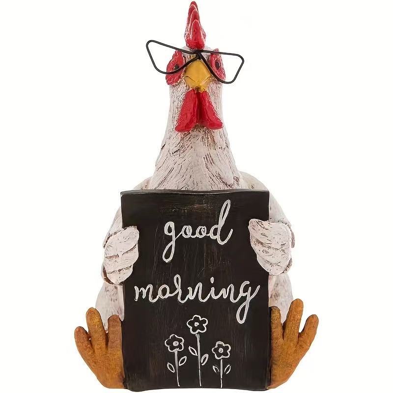 Rooster Statue Decor Statues Resin Garden Farm Yard Lawn Chicken Hen Sculpture Stake Art Craft Courtyard Housewarming Decoration