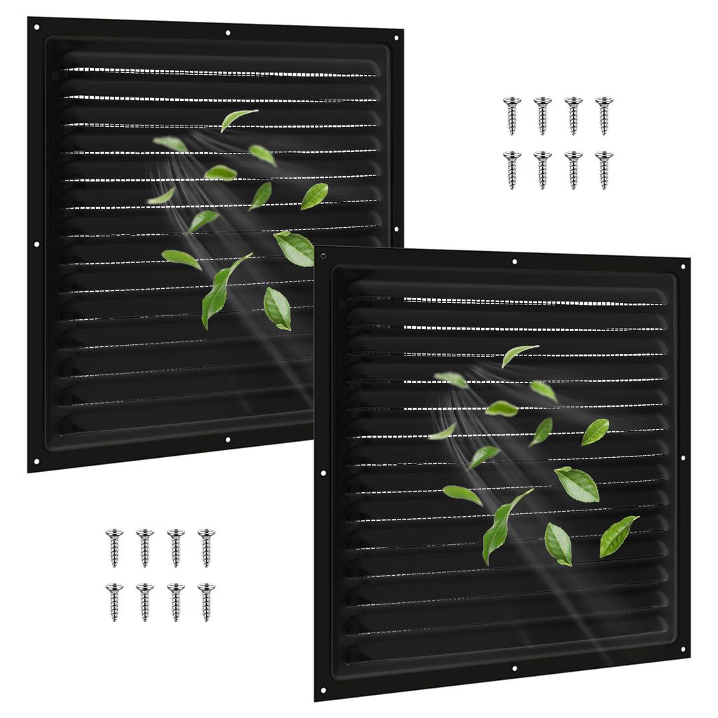 PATIKIL 16 X 2.4 Inch Door Air Vent Cover, Aluminum Grille Ventilation Cover Louvered With Mounting Screws For Cabinet Wardrobe Door, Black