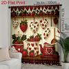 VIKAMA 1/2Pcs Strawberry Blackout Rod Pocket Curtain, Heart Leaves Print Polyester For Living Room Kitchen Bedroom