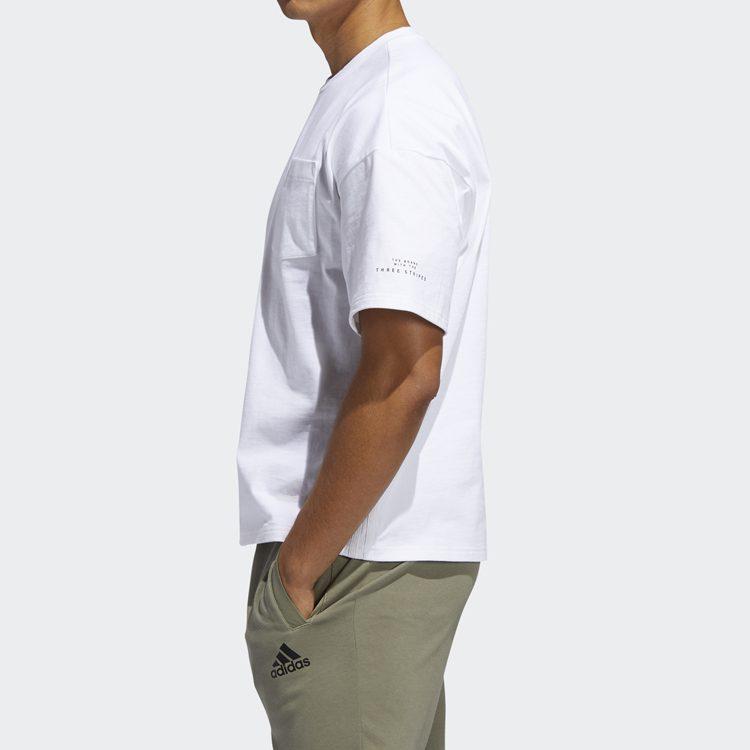 adidas T Shirts Men's White Crew Neck Moderate Straight Fit GC9948