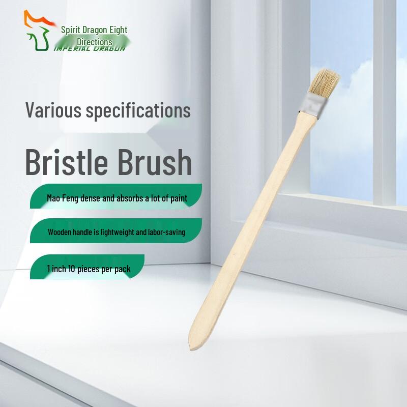 Multi-purpose Boar Bristle Brushes with Long Wood Handle, 10-Pack