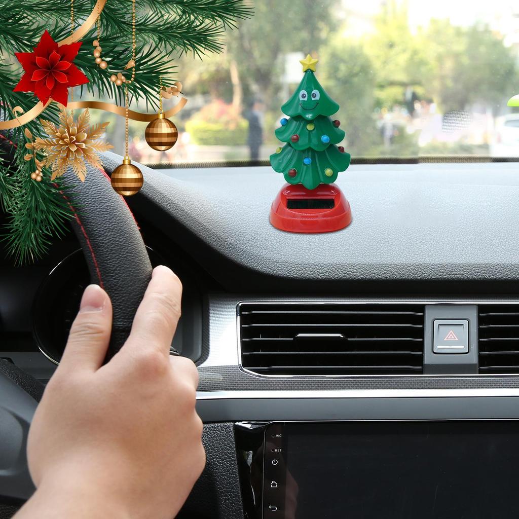 Christmas Tree Solar Powered Dancing Toy Automatic Swinging Christmas Tree Car Interior Dashboard Shake Head Decoration Ornament