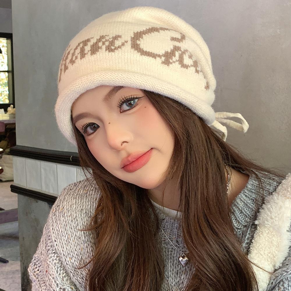 Neuer Stil Lässige Mode Wintermützen Trendige Beanies Mütze für Damen Streetwear Dandy Hut mit Kordelzug Winter Strickmützen