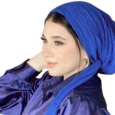 Gekräuselte Lange Schleierhut Mütze Damen Muslimischer Hijab Turban Chemo Mütze Mützen Haarausfall Kopfbedeckungen Turbante Mujer