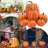 7pcs Assorted Size Orange Pumpkins Realistic Large Pumpkins Artificial Pumpkins Set for Halloween Thanksgiving