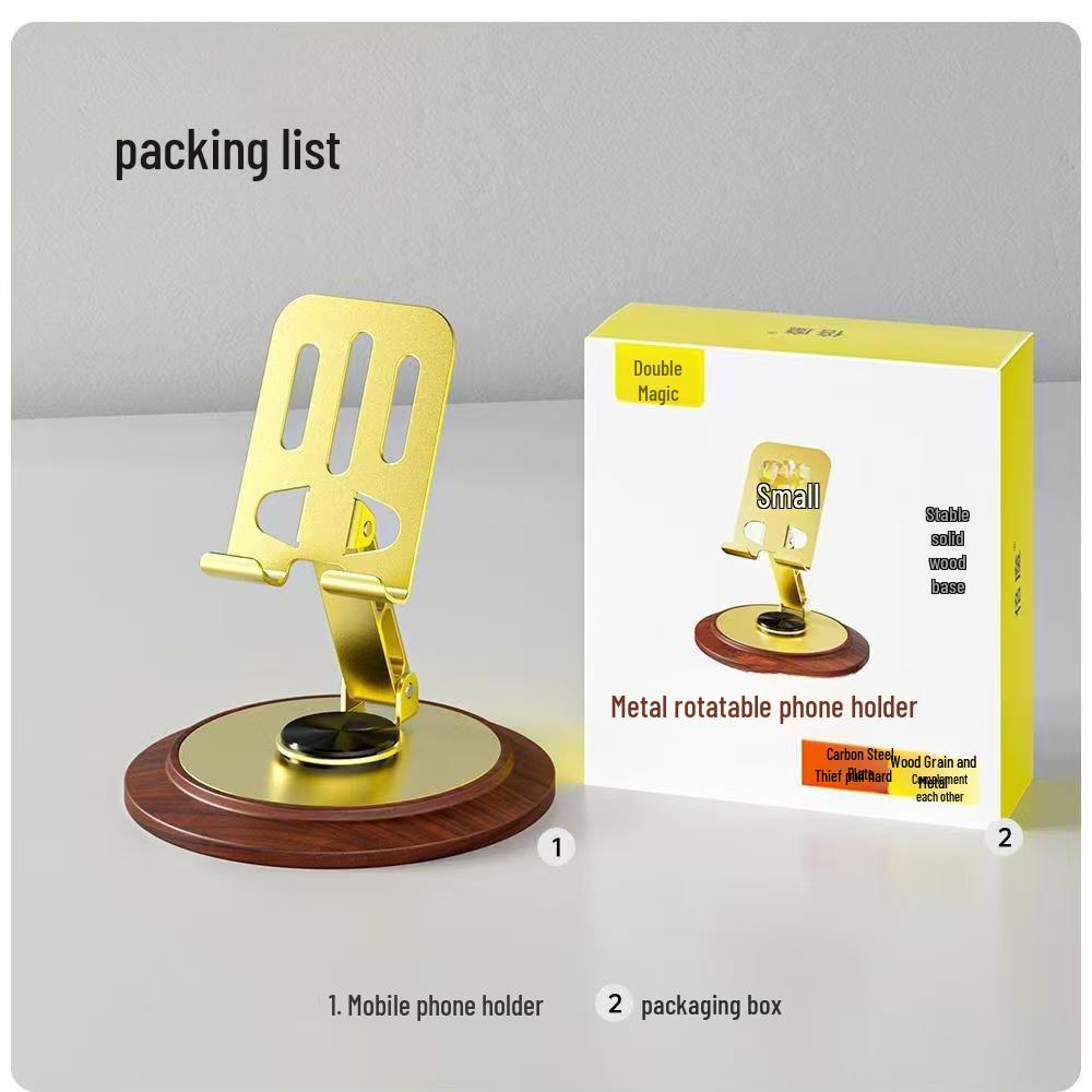 

Роскошная золотая вращающаяся деревянная подставка-держатель для телефона и планшета – Металлический дизайн для снятия стресса