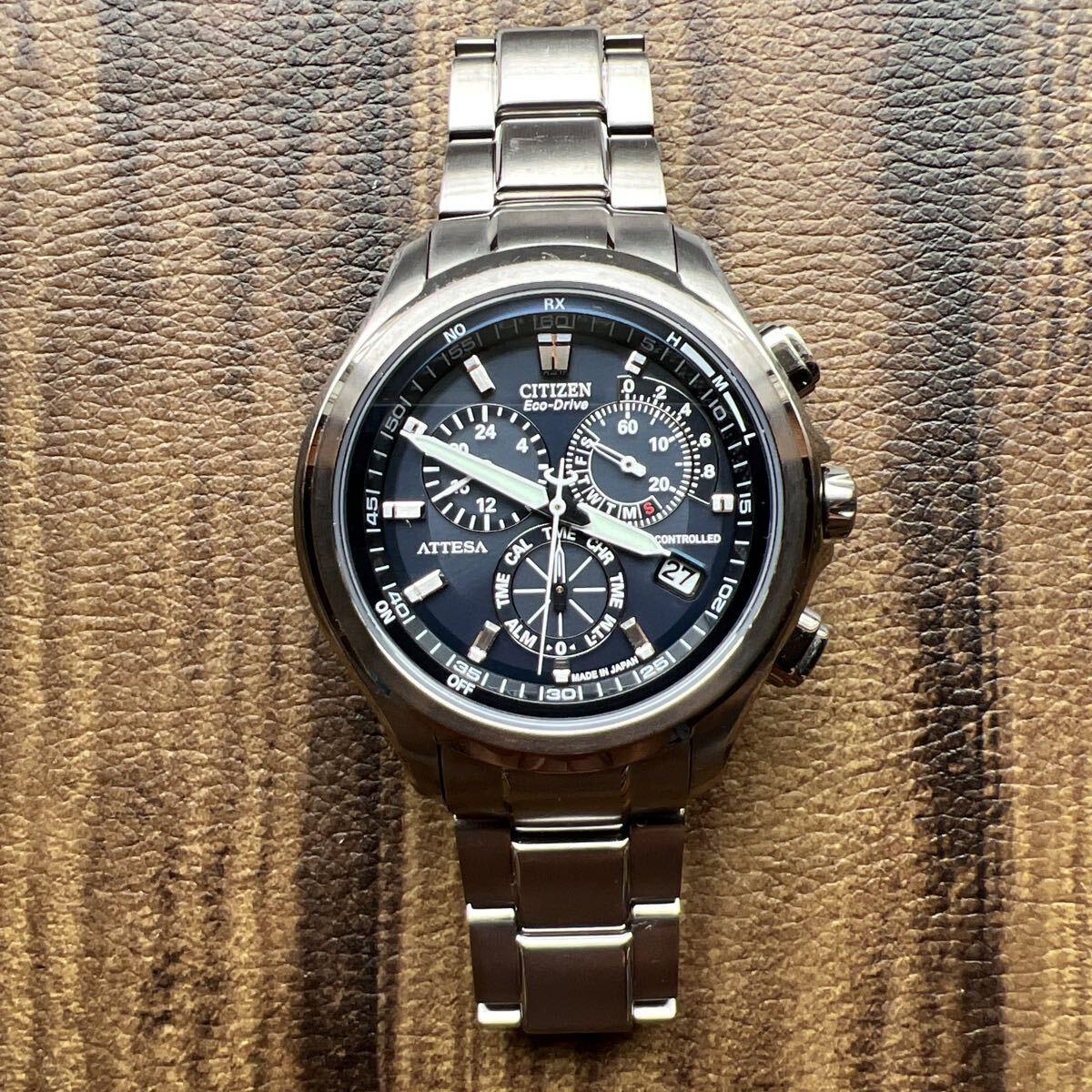 Used CITIZEN Citizen ATESSA Eco Drive Radio Solar Operating Item ATP53-2892 Men s Watch