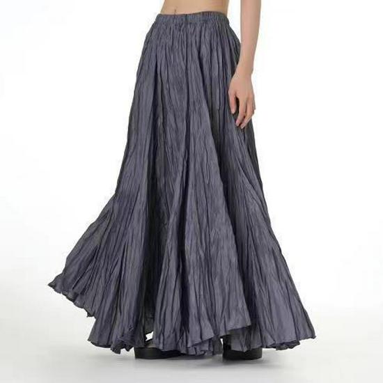 2024 Trendy European-American Minimalist Pleated Swing Skirt for Women - Autumn/Winter Collection