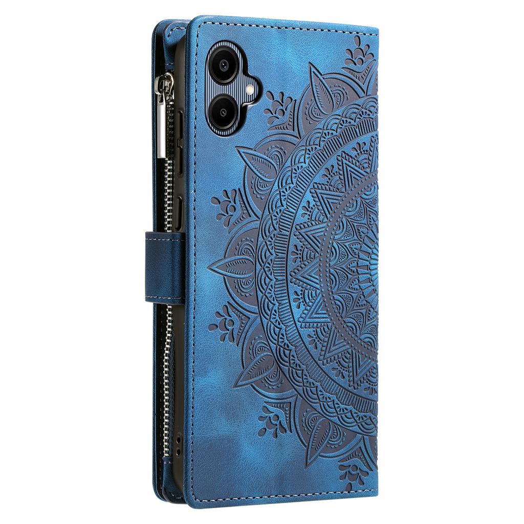 For Samsung Galaxy A07 5G/A07 4G Wallet Case Mandala Flower Pattern PU Leather Phone Cover with Wrist Strap