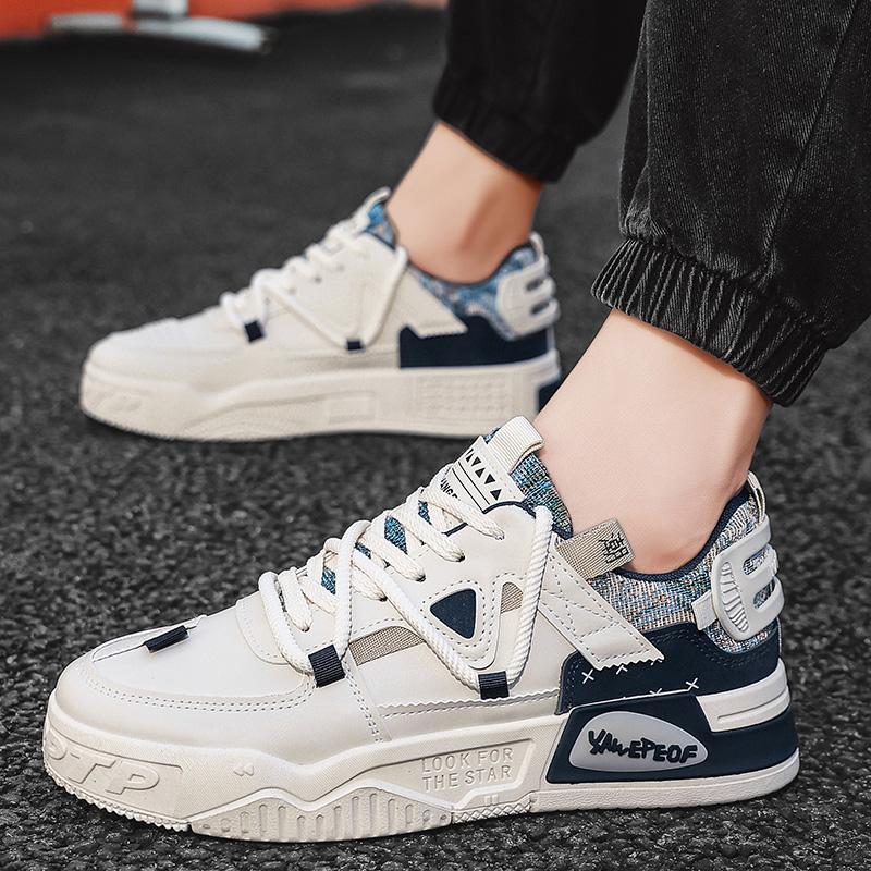 Season Wearable Men's Trendy and Versatile Non Slip Sole Sports Flat Shoes Height Increasing Wear-resistant Casual Board Shoes