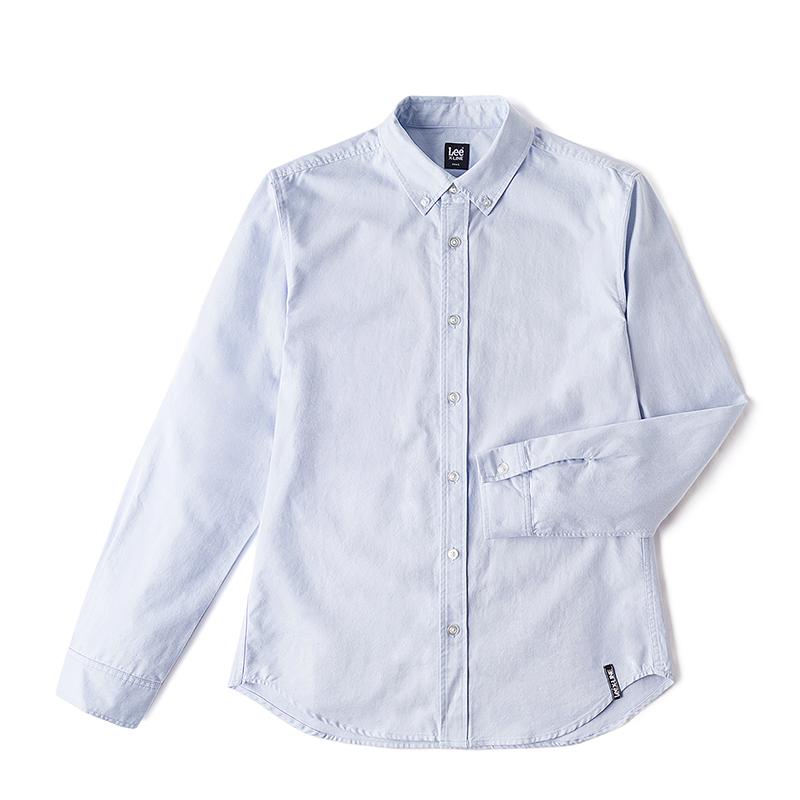 SS25 Standard Version Polo Collar Small Logo Woven Label Long Sleeve Shirt Men Shirts Blue LMT009028T1200FA06867