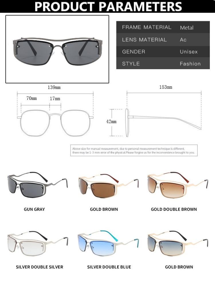 Metal Rivet Y2K Sunglasses Women Men Brand Designer Fashion Retro Punk Gradient Goggle Sun Glasses Mirror Shades for Female