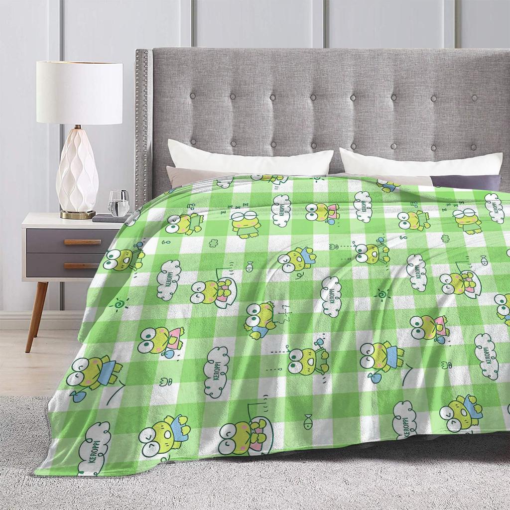 Super Soft Blanket Kids Adult Travel Keroppis Throw Blanket Cute Frog Flannel Bedspread For Couch Chair Novelty Sofa Bed Cover