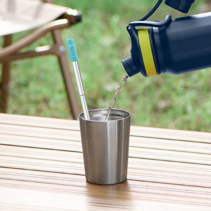 Portables Foldable Straws Suit Birthday Stainless Steel Useful Milk Straws for Travel Homes Office
