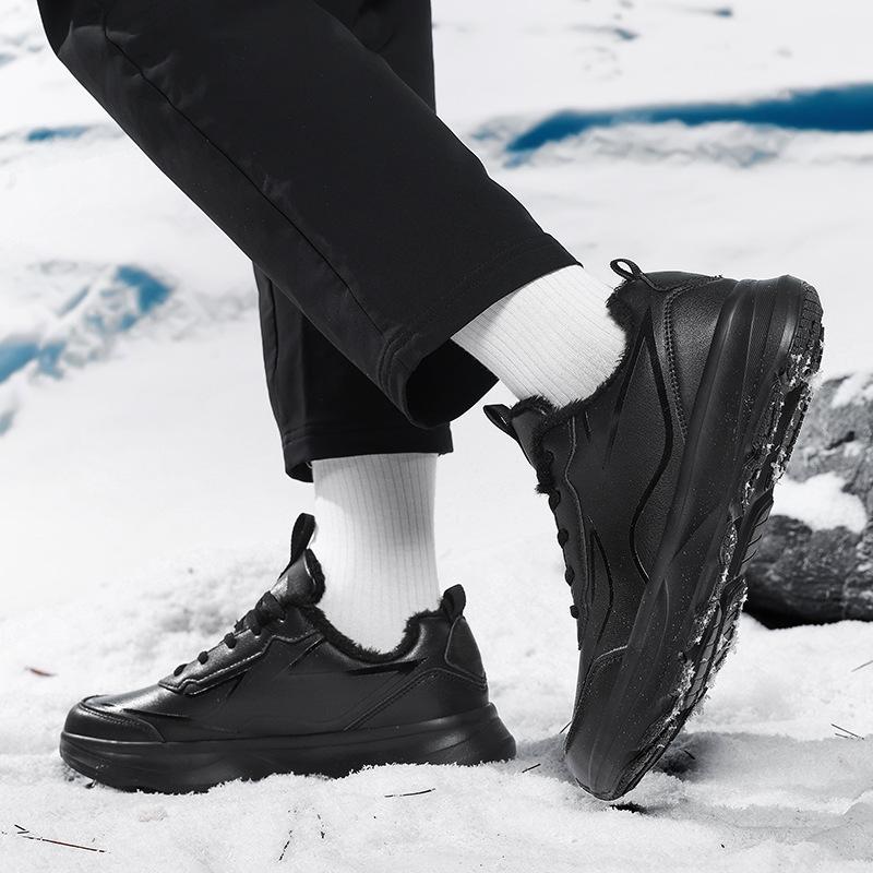 Winter waterproof outdoor shoes wide head leather sneakers winter