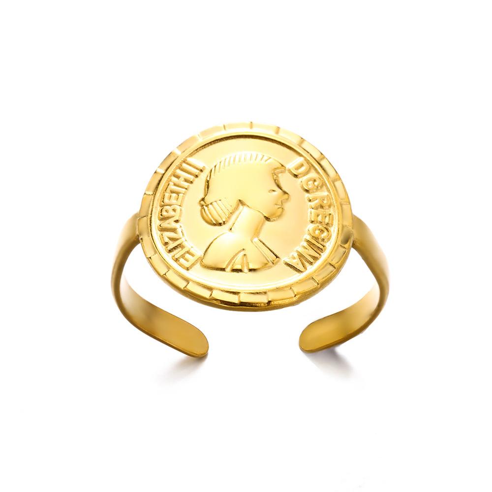 Round Hollow Rings For Women Gold Color Stainless Steel Hoop Open Rings Fashion personality Waterproof Metal Jewelry Accessories