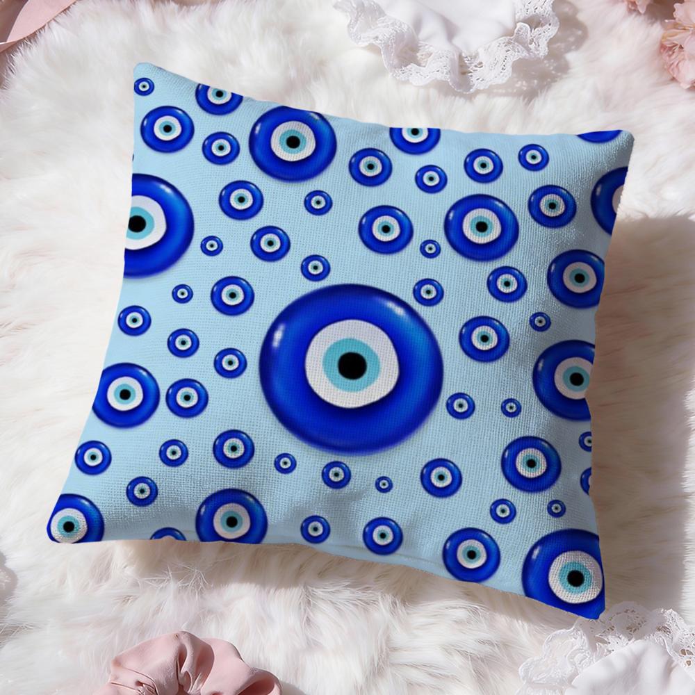 Art Evil Eye Symbol Cushion Cover Premium Comfort Reversible Pillow Cove -Two in One Design for Any Room & Car Interior