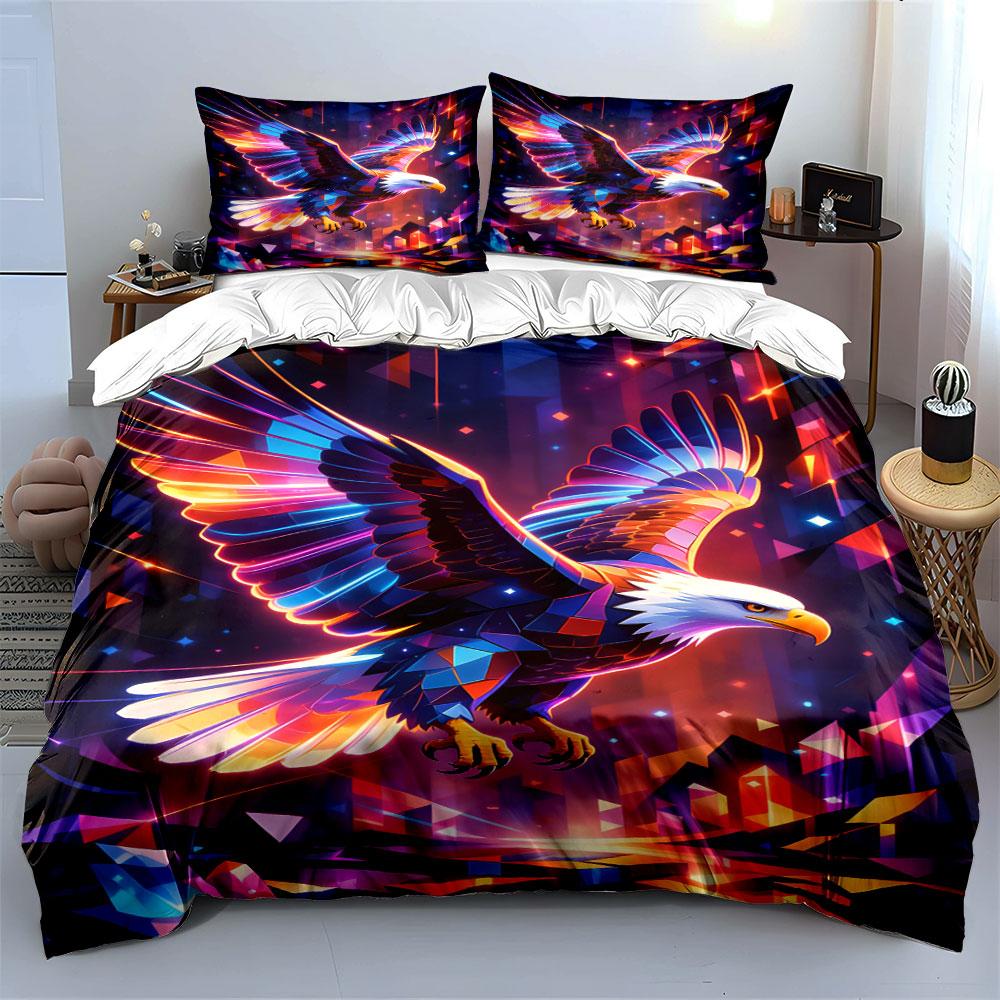 Colorful geometric bald eagle. Bedding sets Duvet cover sets Duvet covers Pillowcases(1 * Duvet Cover 2 * Pillowcases without duvet insert)